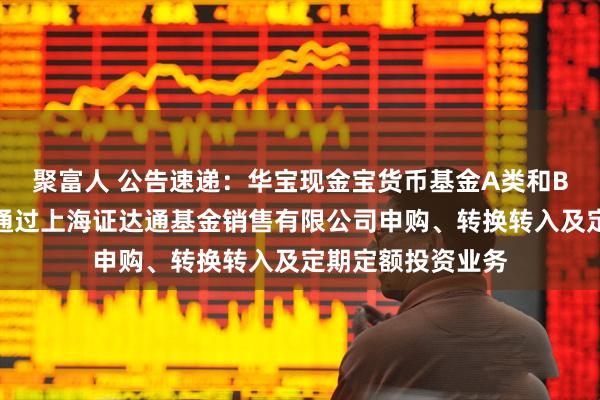 聚富人 公告速递:华宝现金宝货币基金A类和B类基金份额暂停通过上海证达通基金销售有限公司申购、转换转入及定期定额投资业务
